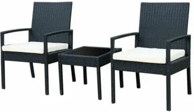 3 Pcs Outdoor Rattan Patio Conversation Furniture Set