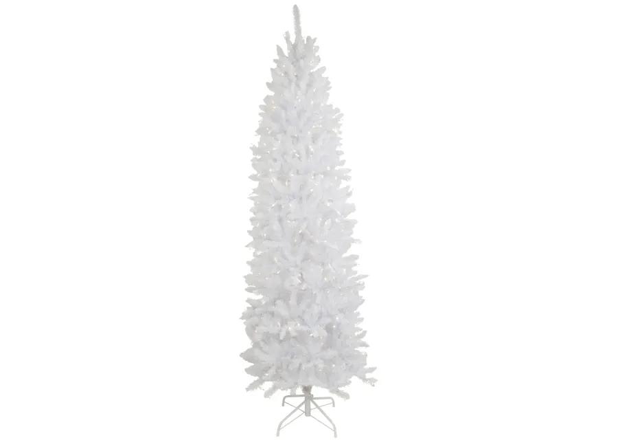 7.5' Pre-Lit Rapids White Pine Pencil Artificial Christmas Tree  Clear Lights