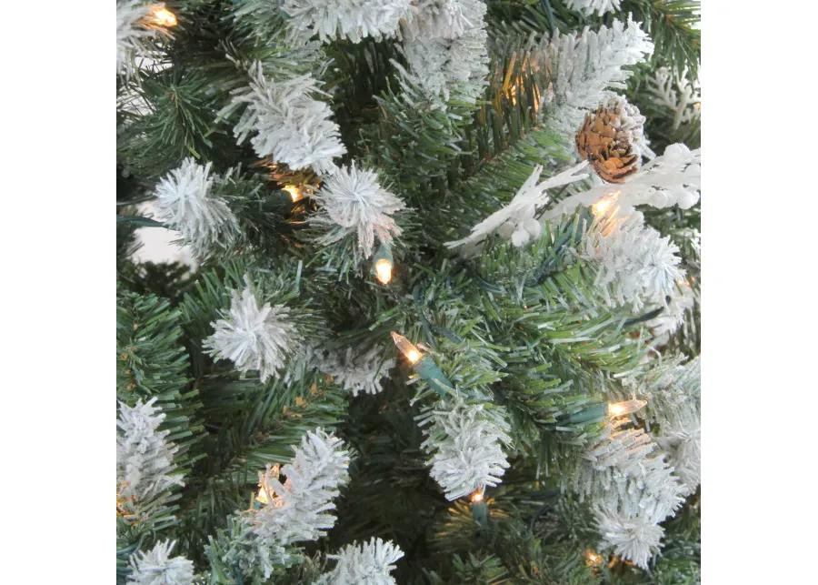 6.5' Pre-Lit Medium Frosted Sierra Fir Artificial Christmas Tree - Clear Lights