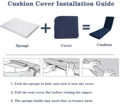 2 PCS Set Outdoor Lounge Chair Cushion Replacement Patio Furniture Seat Cushion