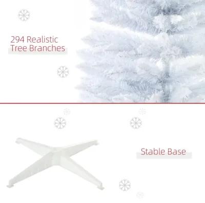 5' Snow Flocked Artificial Christmas Tree Pencil Xmas Tree w/ Branch Tips White