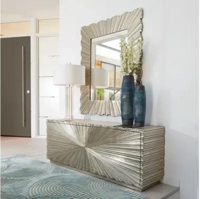 Linenfold Large Silver Mirror