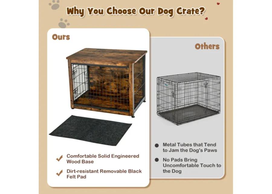 Wooden Dog Crate Furniture with Tray and Double Door