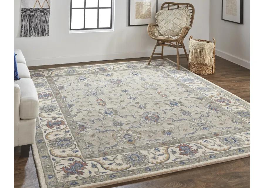 Rylan 8640F Taupe/Ivory/Blue 8' x 10' Rug