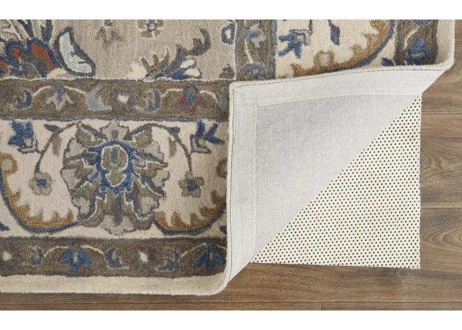 Rylan 8640F Taupe/Ivory/Blue 8' x 10' Rug