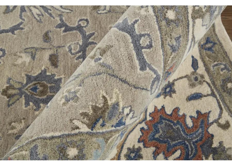 Rylan 8640F Taupe/Ivory/Blue 8' x 10' Rug