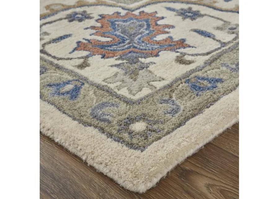 Rylan 8640F Taupe/Ivory/Blue 8' x 10' Rug