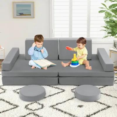 10-Piece Kids Play Couch Sofa with Portable Handle for Fun and Flexible Playtime Seating