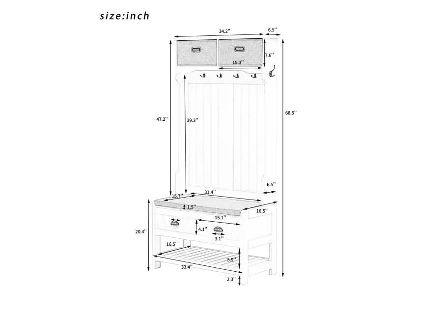 Merax Hall Tree with Bench and Shoes Storage