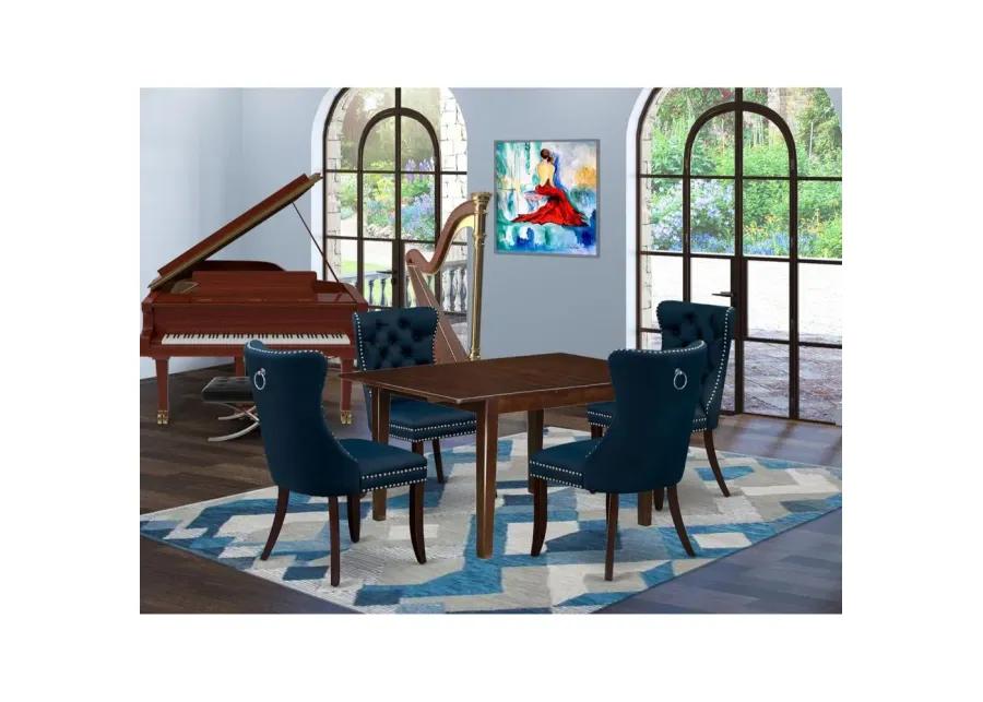 5 Piece Kitchen Table Set Contains a Rectangle Dining Table with Butterfly Leaf