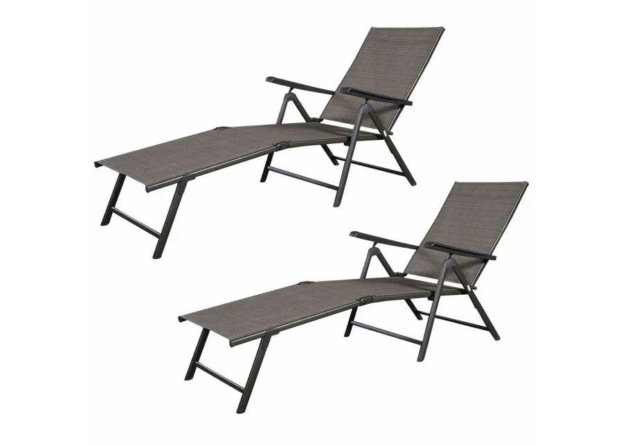 Set Of 2 Adjustable Chaise Lounge Chair with 5 Reclining Positions