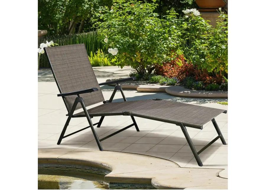 Set Of 2 Adjustable Chaise Lounge Chair with 5 Reclining Positions