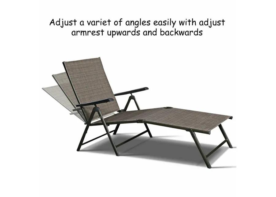 Set Of 2 Adjustable Chaise Lounge Chair with 5 Reclining Positions