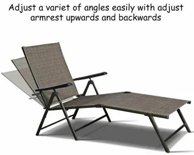 Set Of 2 Adjustable Chaise Lounge Chair with 5 Reclining Positions