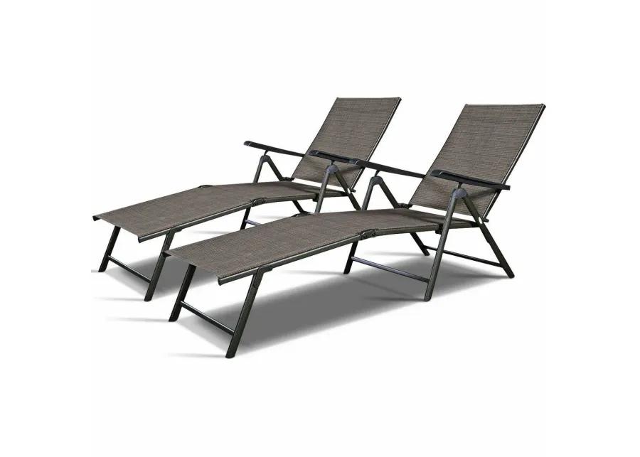 Set Of 2 Adjustable Chaise Lounge Chair with 5 Reclining Positions