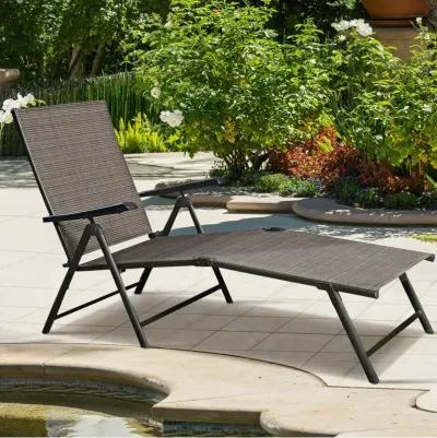 Set Of 2 Adjustable Chaise Lounge Chair with 5 Reclining Positions