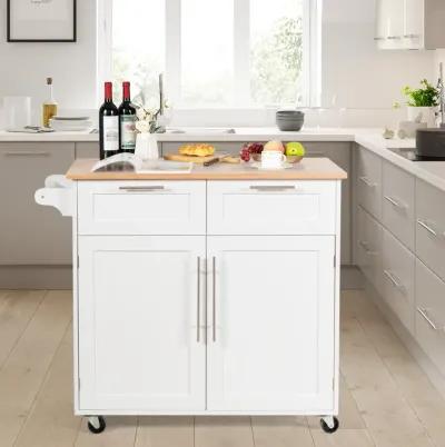 Heavy Duty Rolling Kitchen Cart with Tower Holder and Drawer