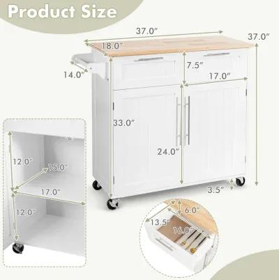 Heavy Duty Rolling Kitchen Cart with Tower Holder and Drawer