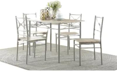 Anna Fontana 5-piece Rectangular Dining Set Brushed Silver