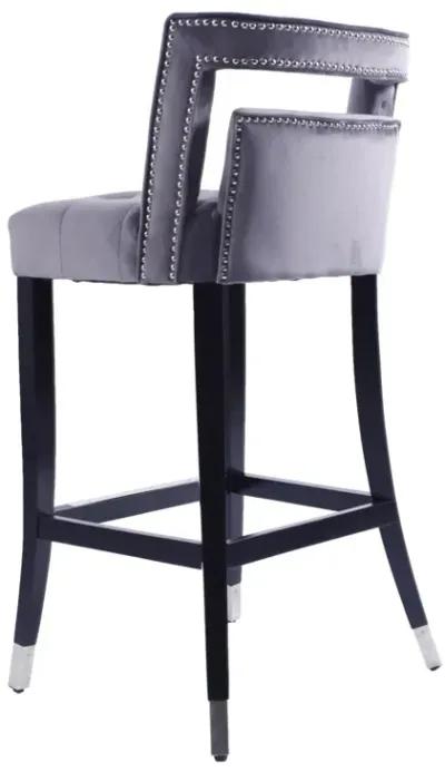 Suede Velvet Barstool With Nailheads Dining Room Chair 2 PCS Set - 30 Inch Seater Height