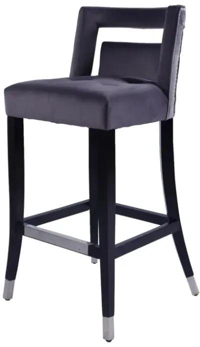 Suede Velvet Barstool With Nailheads Dining Room Chair 2 PCS Set - 30 Inch Seater Height