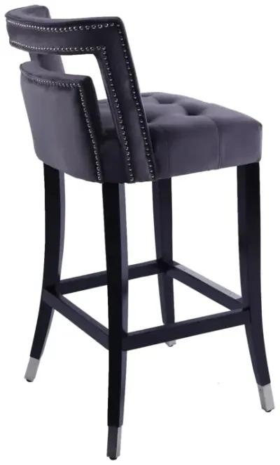 Suede Velvet Barstool With Nailheads Dining Room Chair 2 PCS Set - 30 Inch Seater Height