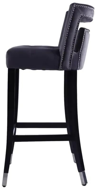 Suede Velvet Barstool With Nailheads Dining Room Chair 2 PCS Set - 30 Inch Seater Height