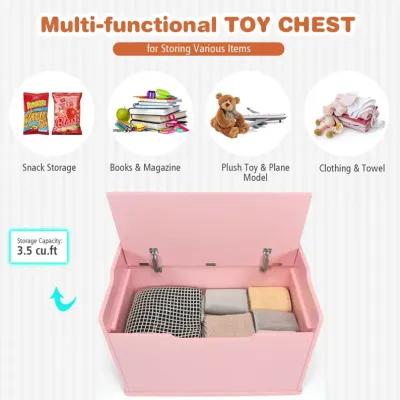 Kids Toy Wooden Flip-top Storage Box Chest Bench with Cushion Hinge