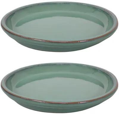 Sunnydaze Glazed Ceramic Flower Pot/Plant Saucer - Set of 2