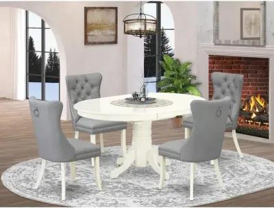 5 Piece Dining Set Contains an Oval Kitchen Table with Butterfly Leaf