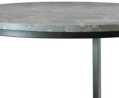 End Table with Textured Round Faux Marble Top, Gray-Benzara