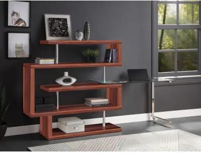 Raceloma Writing Desk w/Shelf, Clear Glass, Walnut & Chrome Finish 93183