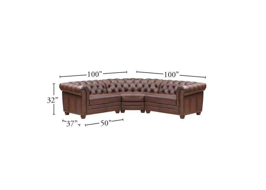 Aliso Top Grain Leather Symmetrical Chesterfield Sectional