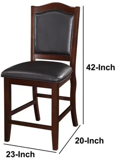 Wooden Armless High Chair, Espresso Brown & Black, Set of 2 - Benzara