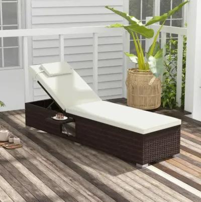 Hivvago Outdoor PE Rattan Chaise Lounge with 6-level Backrest