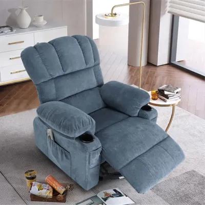 29 in. W Fabric Recliner with Rocking, Remote Control, Tufted and Storage