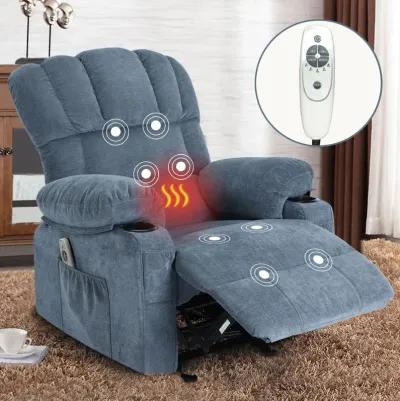 29 in. W Fabric Recliner with Rocking, Remote Control, Tufted and Storage