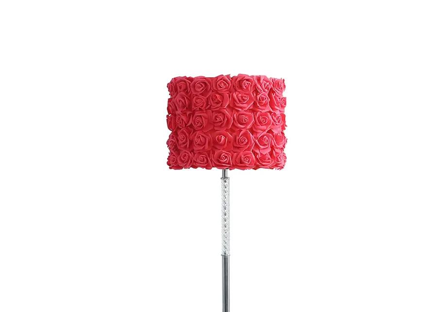 Finn 63 Inch Glamorous Floor Lamp, Rose Accent Shade, 100W, Pink, Silver-Benzara