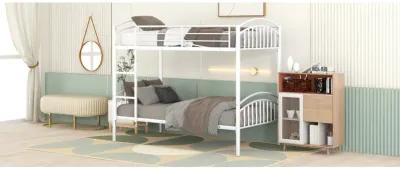 Twin Over Twin Metal Bunk Bed, Divided Into Two Beds