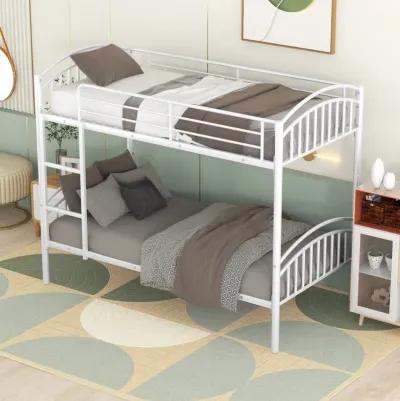 Twin Over Twin Metal Bunk Bed, Divided Into Two Beds