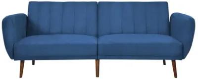 Hivvago Modern Scandinavian Blue Linen Upholstered Sofa Bed with Wooden Legs