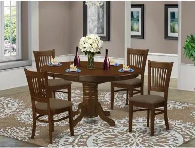 East West Furniture KEVA5-ESP-C 5 Pc set Kenley Kitchen Table with a Leaf and 4 Fabric Seat Chairs