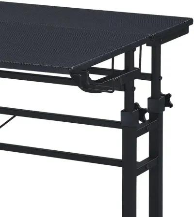 Rolling Writing Desk with Height Adjustable Desktop and Moveable Shelf, Black