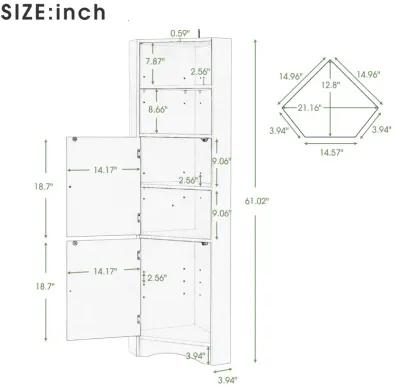 Merax Freestanding Bathroom Storage Cabinet with Doors