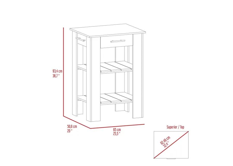 Rockaway 1-Drawer 2-Shelf Kitchen Island White and Light Oak