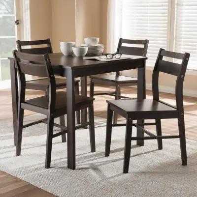 Baxton Studio Lovy Modern and Contemporary Walnut Finished 5 Piece Dining Set