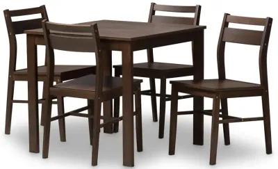 Baxton Studio Lovy Modern and Contemporary Walnut Finished 5 Piece Dining Set