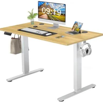 Electric Height Adjustable Standing Desk, Sit To Stand Ergonomic Computer Desk, Yellow, 48" X 24"