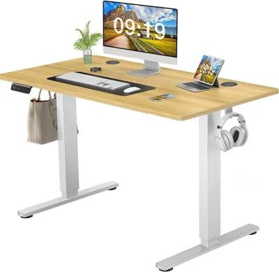 Electric Height Adjustable Standing Desk, Sit To Stand Ergonomic Computer Desk, Yellow, 48" X 24"