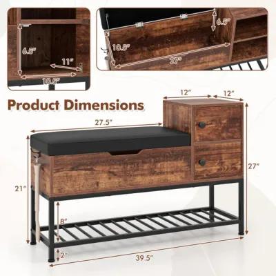 Hivvago Entryway Bench with Flip Top Box and 2 Door Cabinets for Entryway